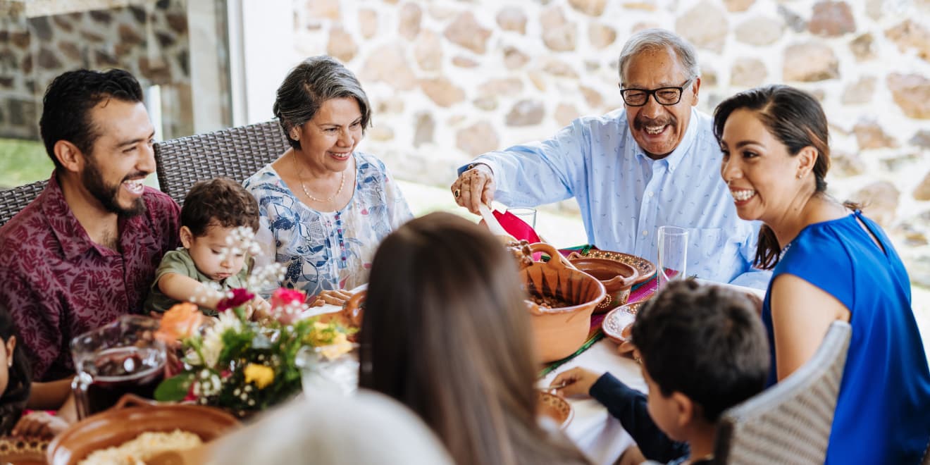 Family at a dinner table.